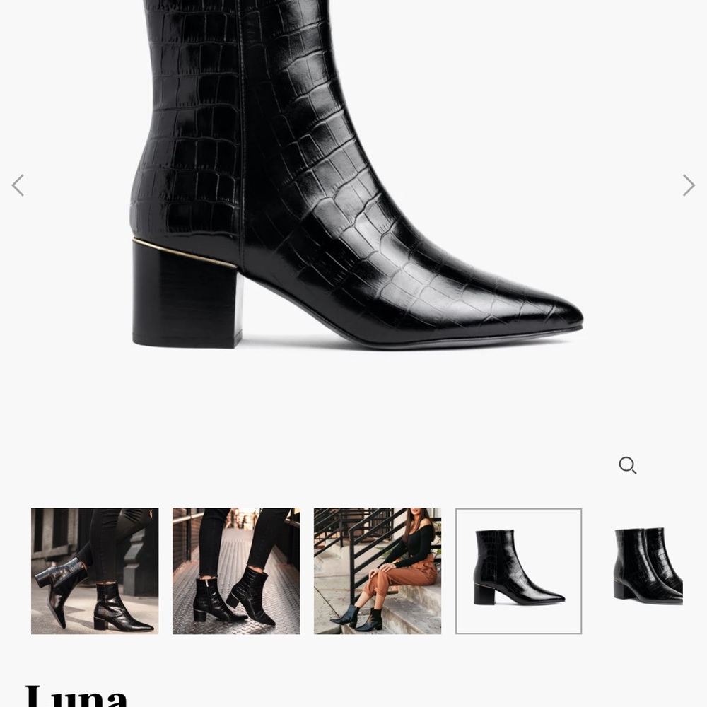 Black Croc-Embossed Ankle Boots